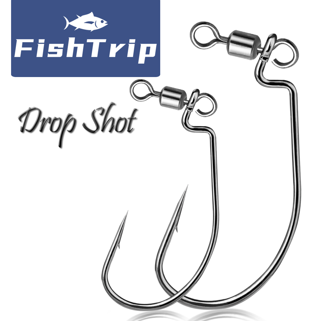 Fishing Hook Size - FishTrip 10Pcs Drop Shot Hook Swivel
